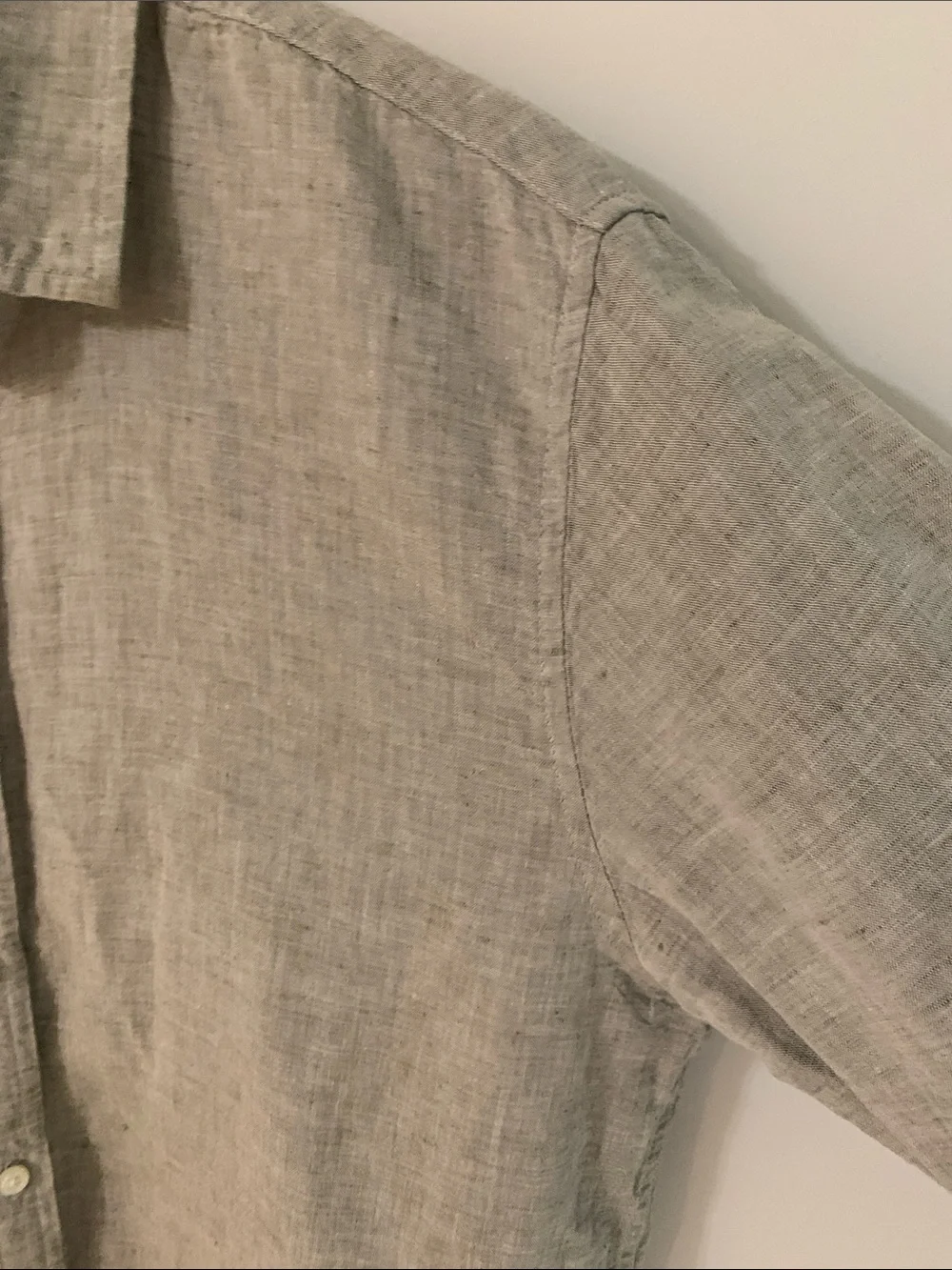 Banana Republic Men’s Linen Cotton Untucked Slim Fit Button Up Shirt Tan Large